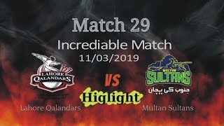 PSL 2019 Full Highlights -Match 29-Lahore Qalandars vs Multan Sultans